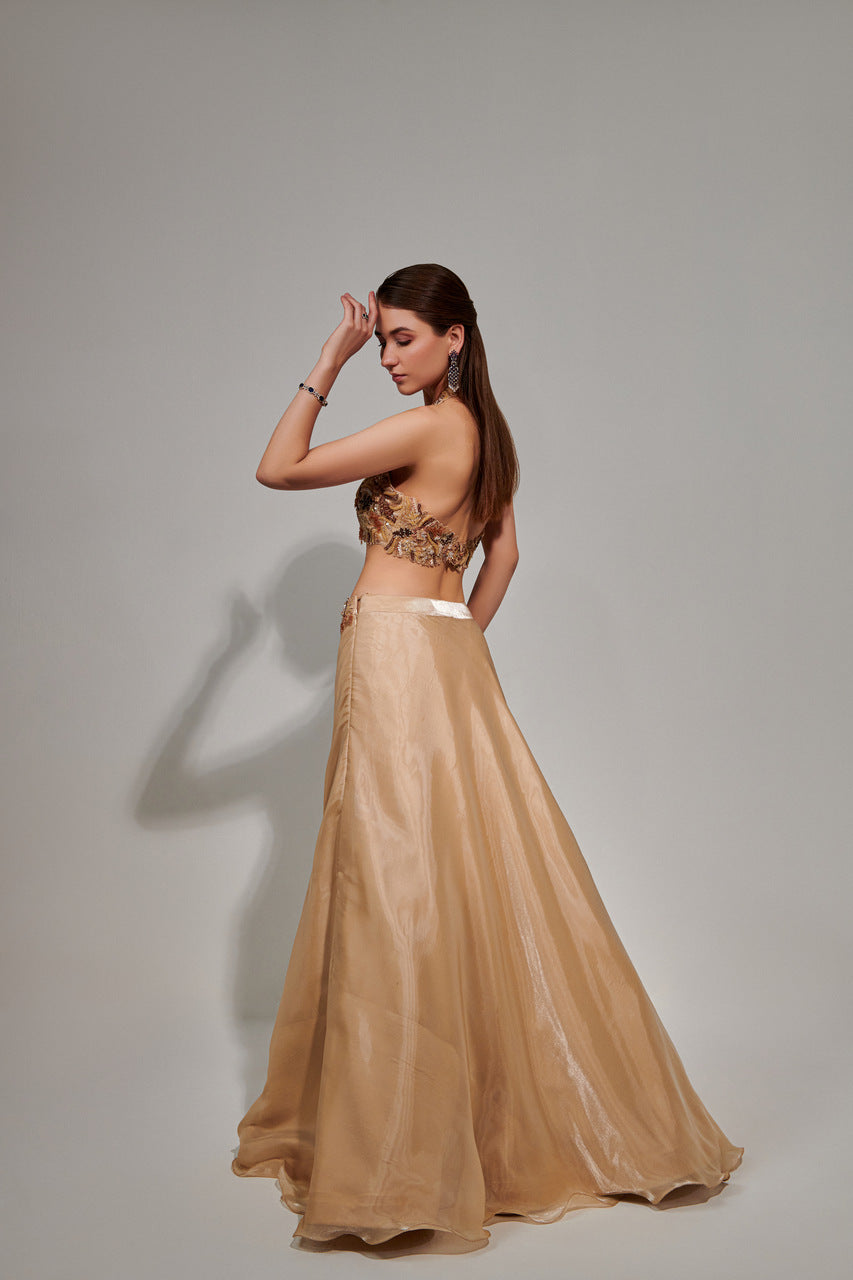 Ivory cutwork lehenga