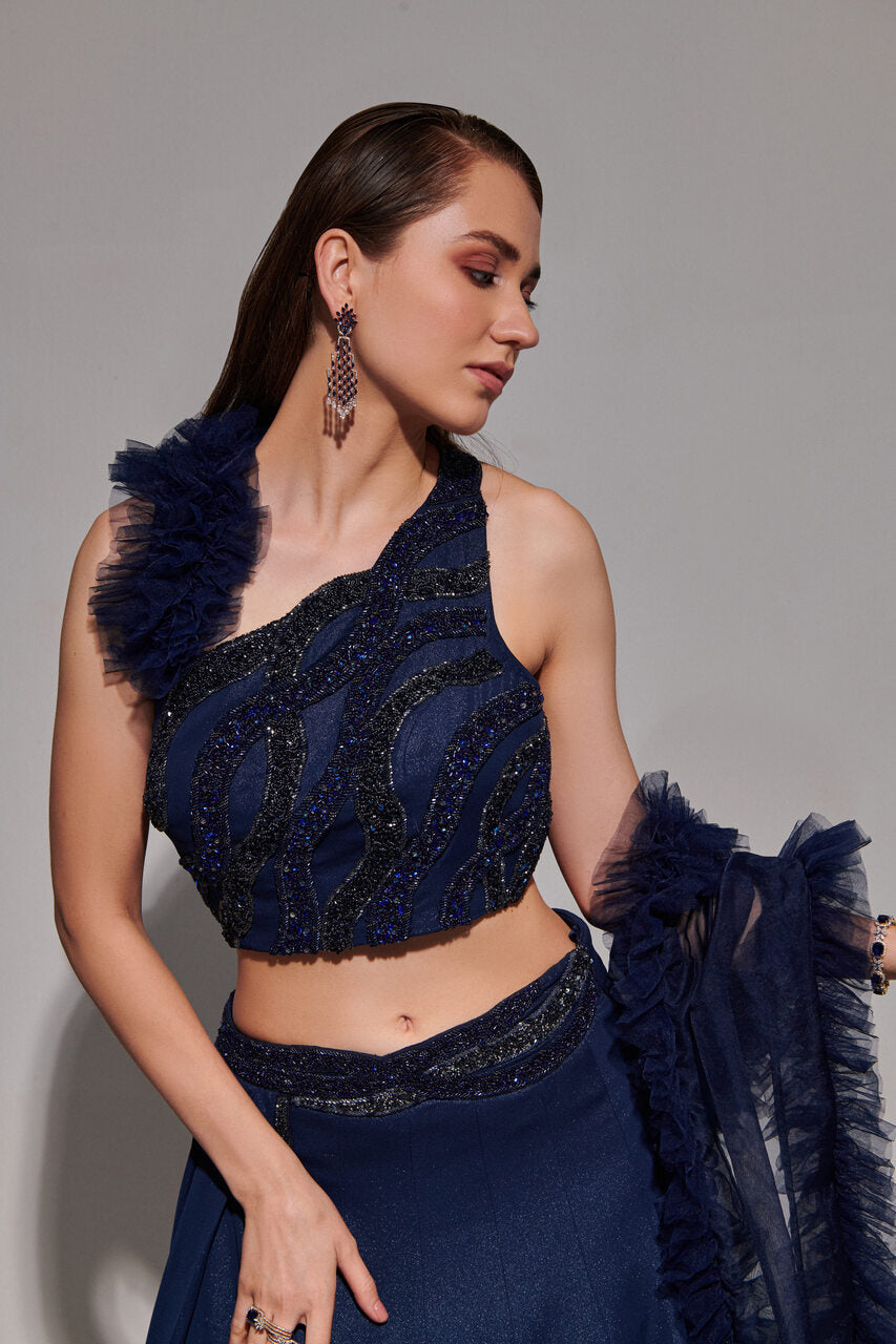 Midnight blue lehenga set