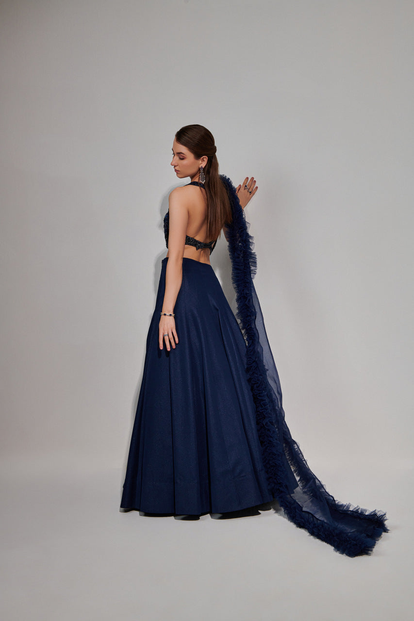 Midnight blue lehenga set