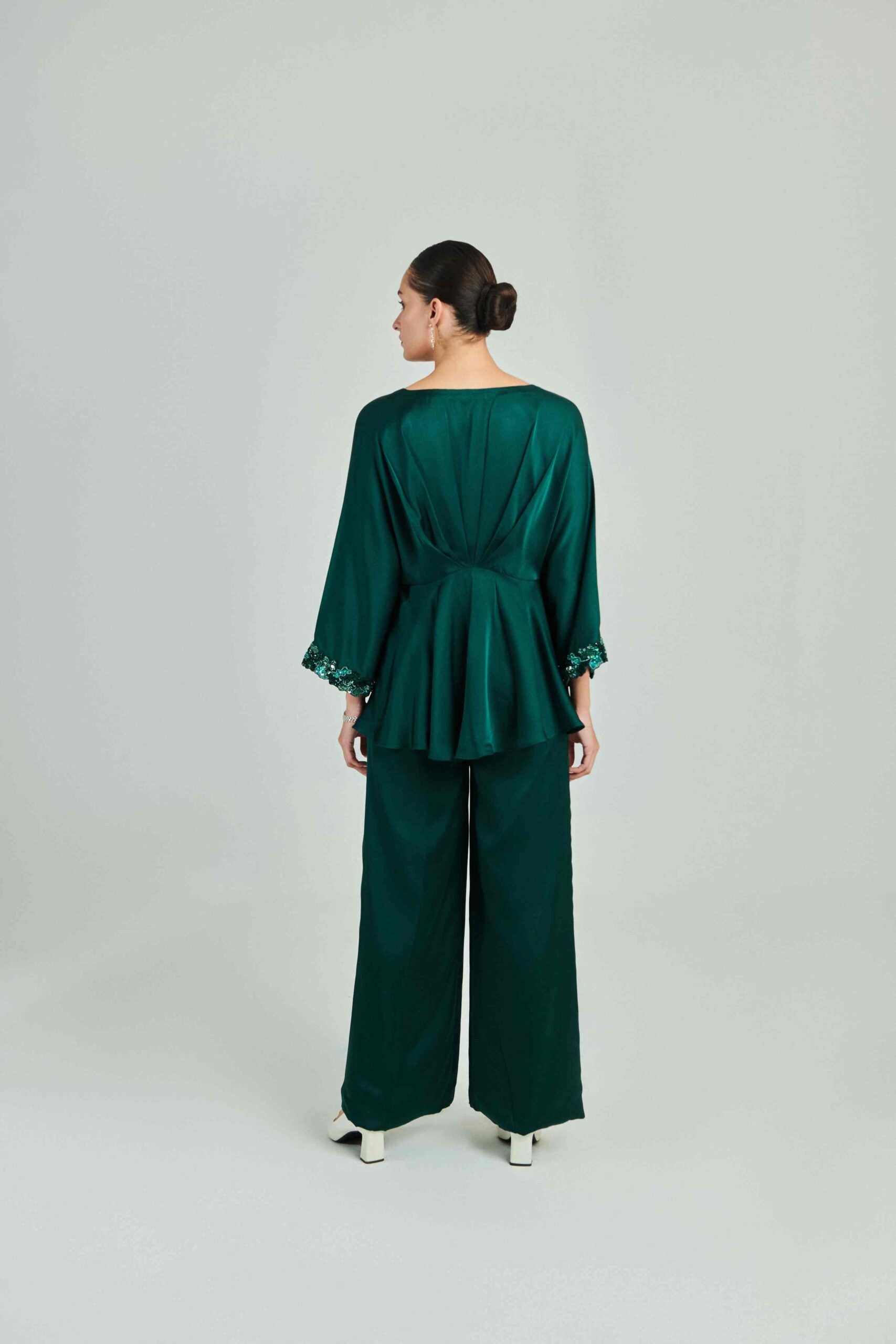 EMARALD GREEN DRAPE CO ORD SET