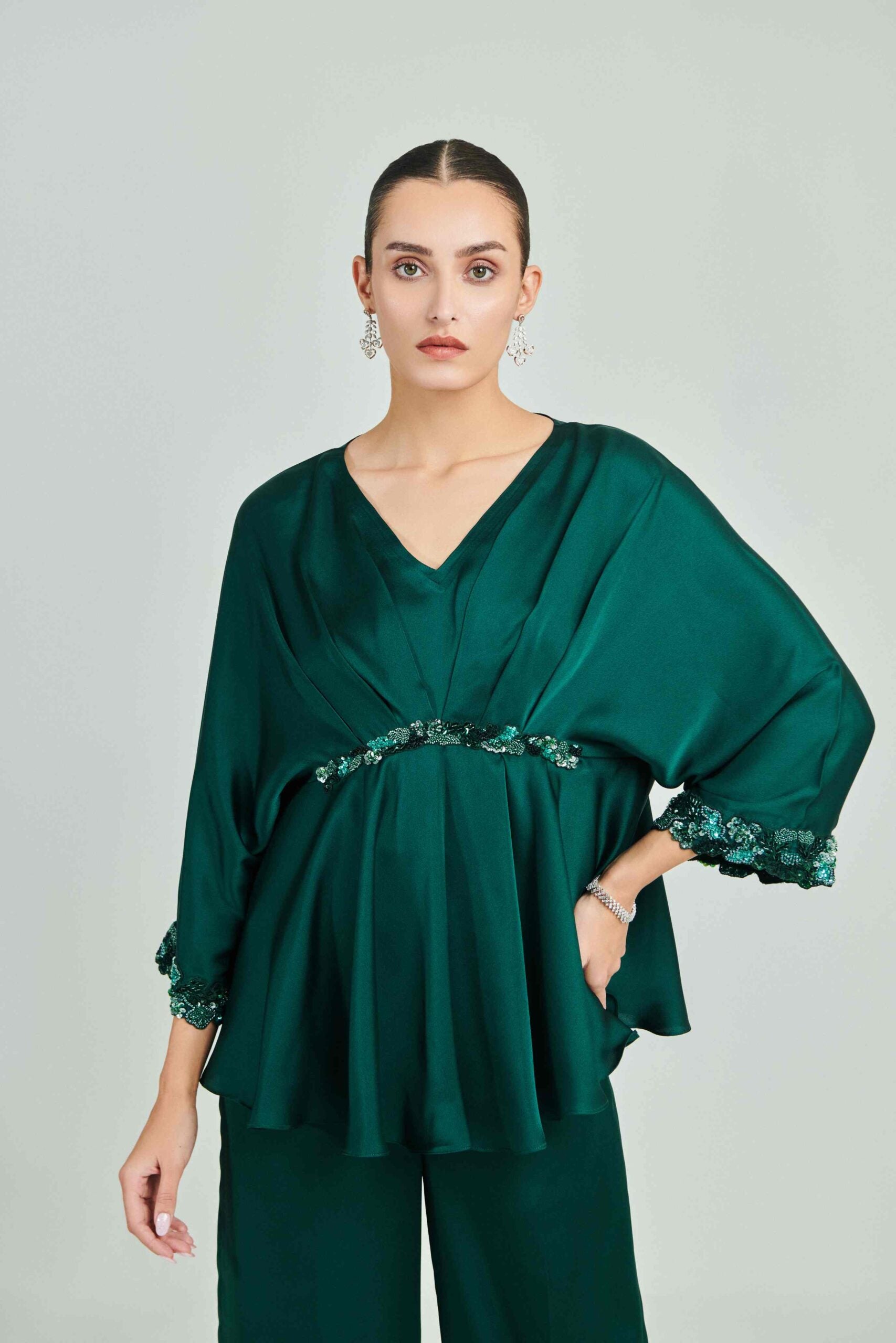 EMARALD GREEN DRAPE CO ORD SET